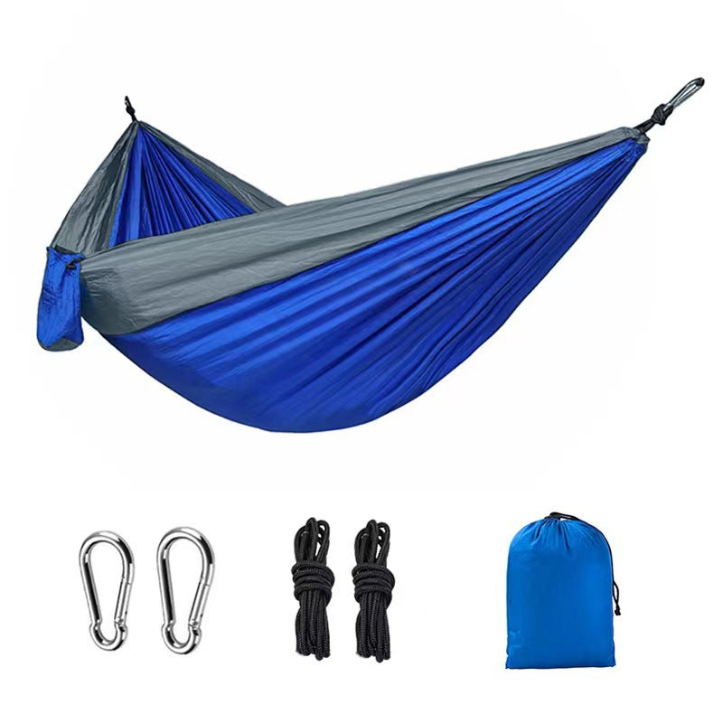 Light double nylon camping hammock with straps