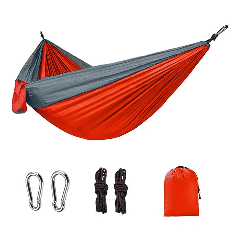 Light double nylon camping hammock with straps