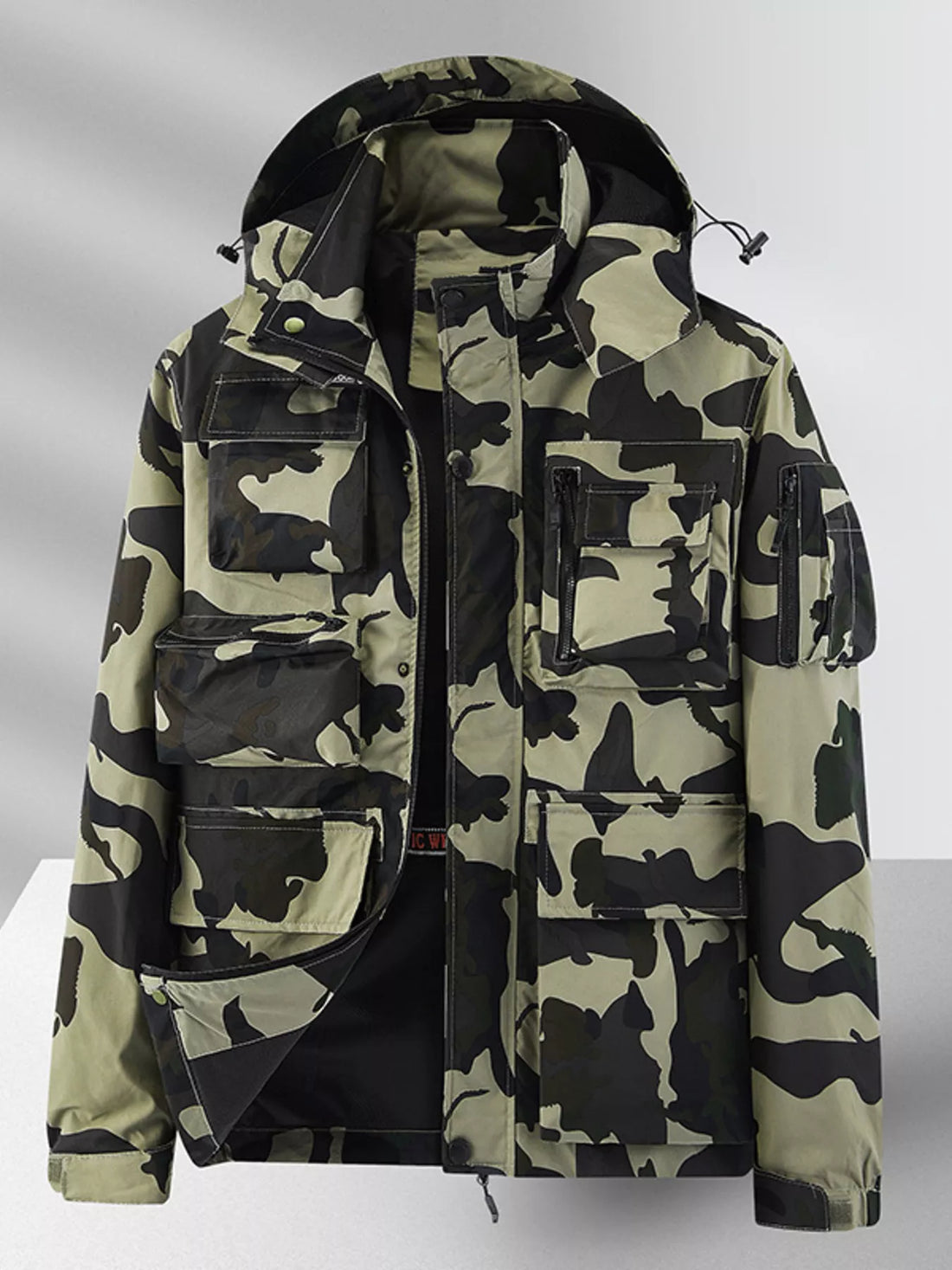 Men's Plus Size Multi-Pocket Hooded Outdoor Jacket