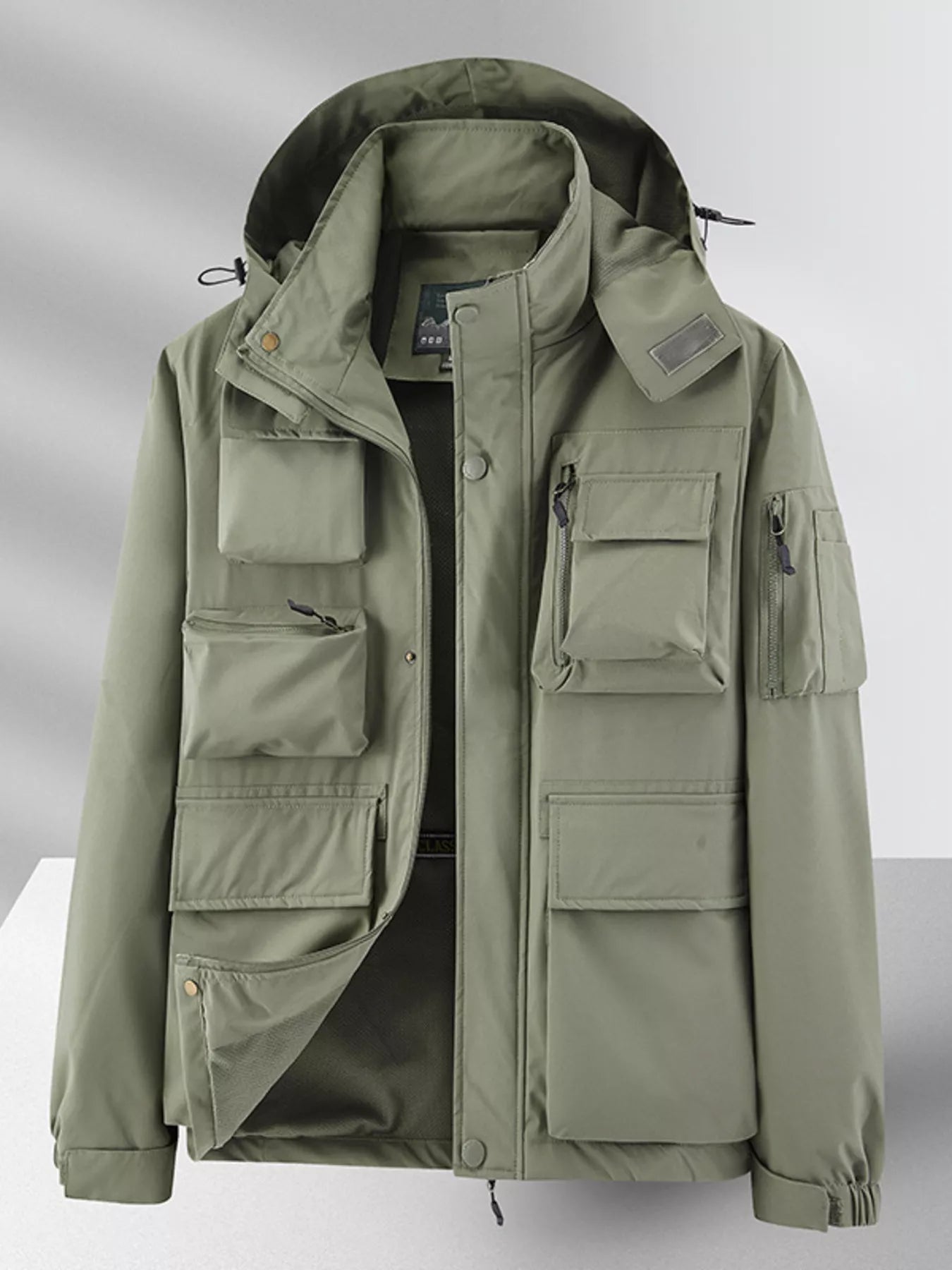 Men's Plus Size Multi-Pocket Hooded Outdoor Jacket