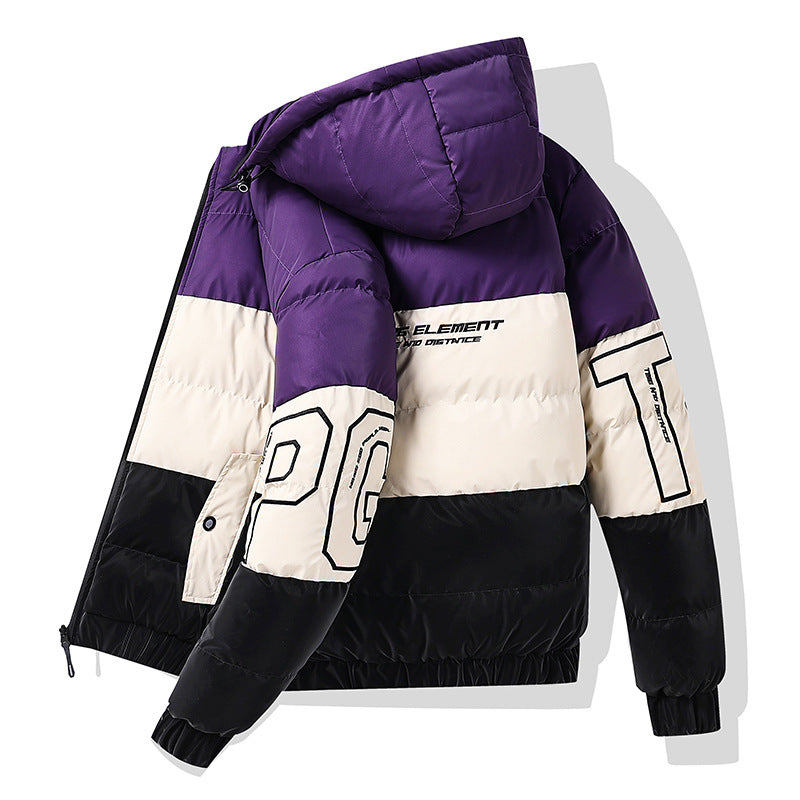 Color-blocking Euro-American Style Reversible Cotton Jacket