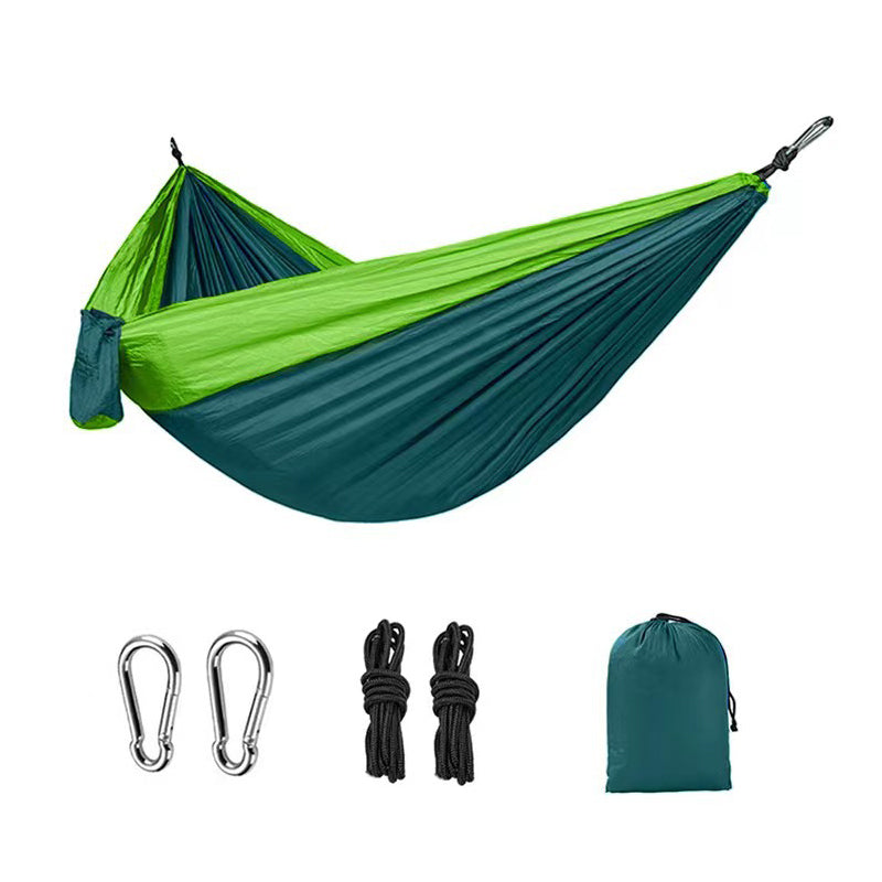 Light double nylon camping hammock with straps