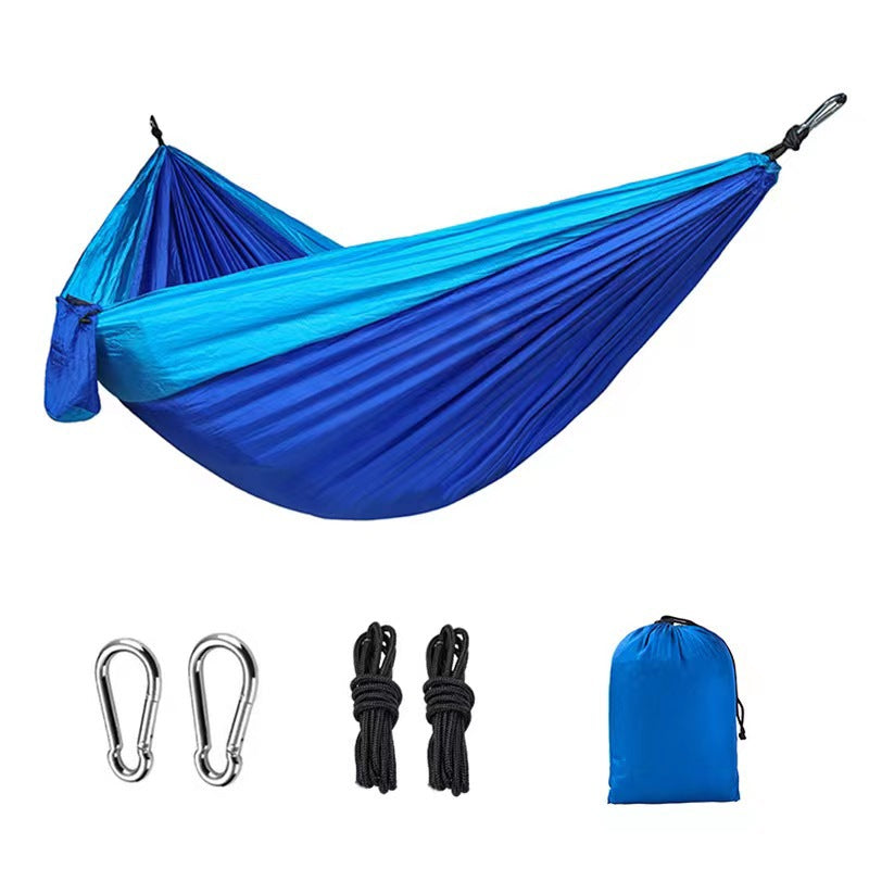 Light double nylon camping hammock with straps
