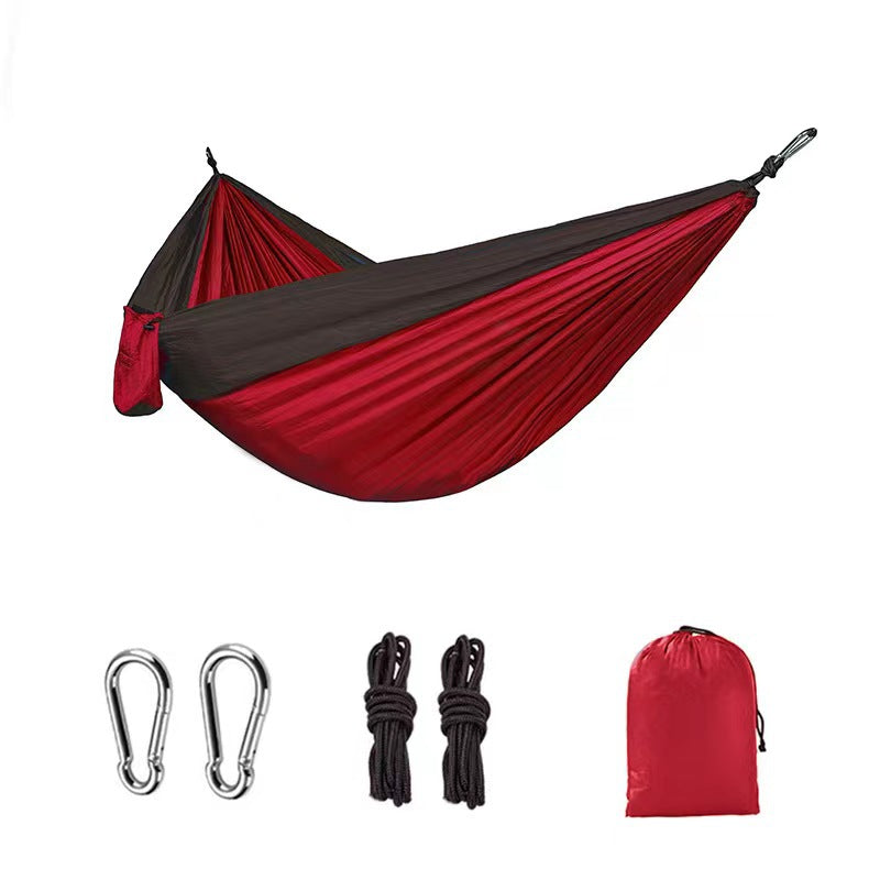 Light double nylon camping hammock with straps