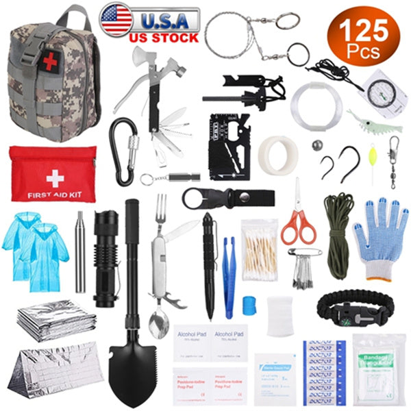125-in-1 Survival Kit, Professional Gear for Camping, Hiking, Emergency SOS